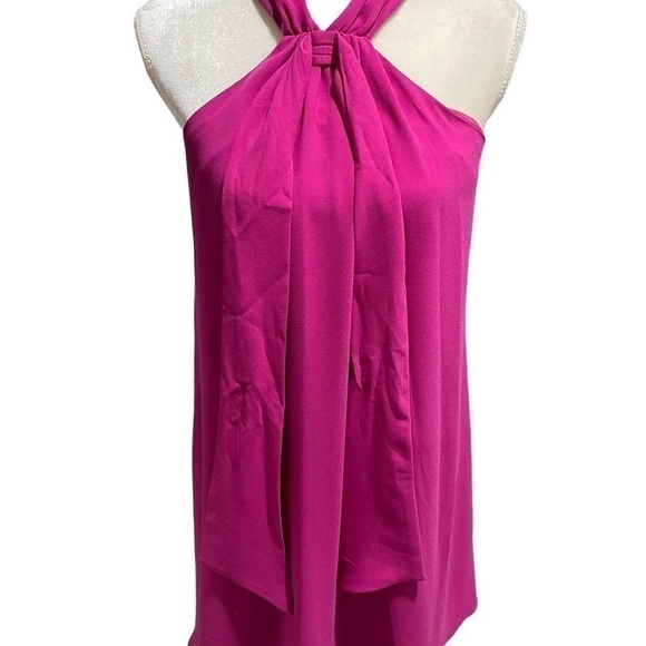 Trina Turk NWT Small Verge Mini Dress Women's Sleeveless Tie Neck Fuschia Pink - Picture 6 of 14